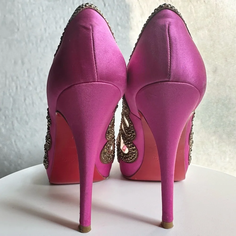 🌺CHRISTIAN LOUBOUTIN 👠 Beaute Strass Pink Pumps Size: 36.5 - Picture 8 of 15